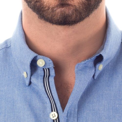 Long Sleeve Denim Dress Shirt / Sleek Blue Oxford Shirt / Blue Oxford Long Sleeve Casual Shirt